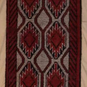 afgan handgeknüpftteppich, rot-grau, geometrisches Muster