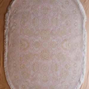 persischer maschinenteppich, oval, rosa, florales Muster