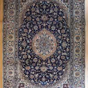 persischer handgeknüpftteppich, dunkelblau, Medaillon-Design