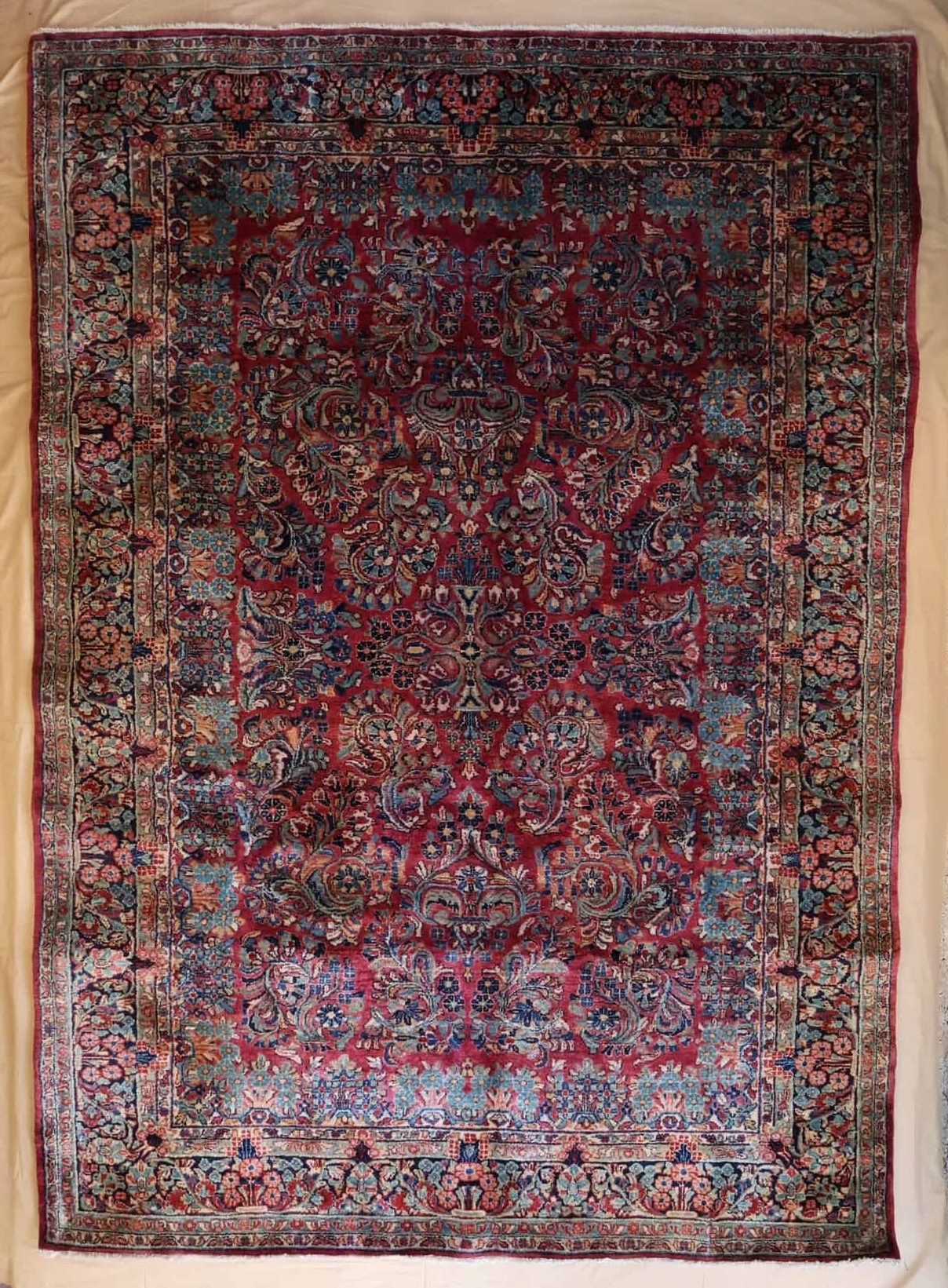 alte persischer Sarug handgeknüpft, Rot, florales Muster