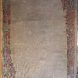 Nepal handgeknüpftteppich, beige, abstrakter Bordürenrand