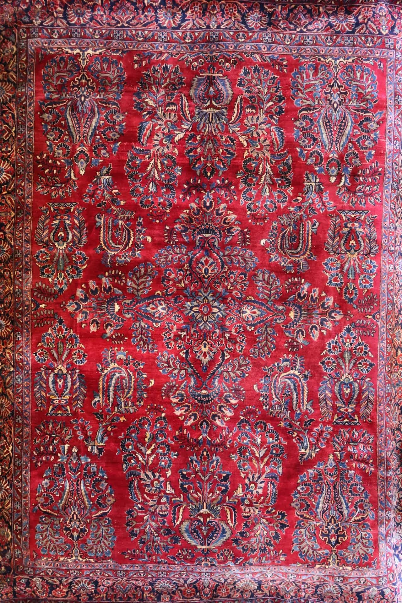 alte persische Kaschan handgeknüpft, rot, florales Muster