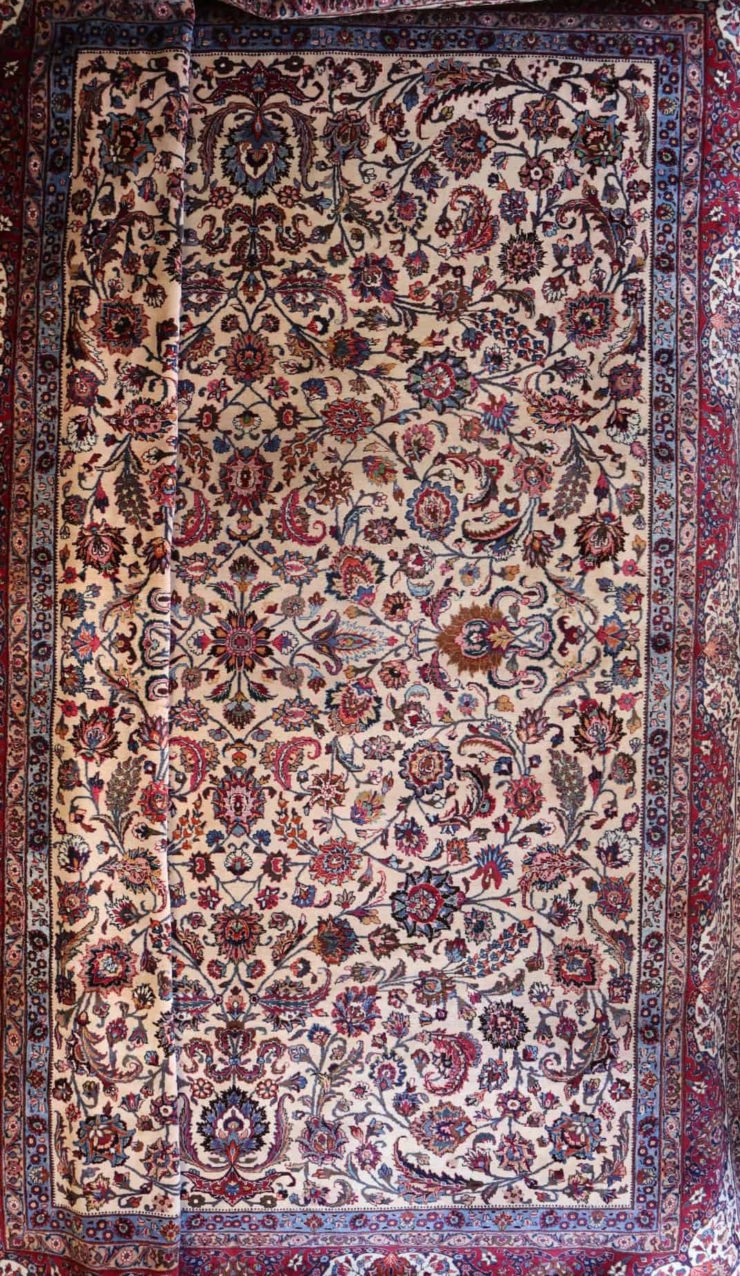 alte persischer Esfahan handgeknüpft, Creme, florales Muster