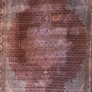 persischer Äbriz handgeknüpftteppich, rot, Medaillonmuster